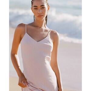 New BARE by Charlie Holiday Womans Large The Slip Dress Rose Pink Hemp Cotton